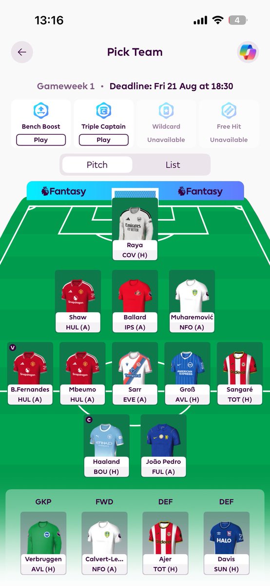 nofilterrr0's tweet photo. @FPL_White Changed team too much locking in one of these open to changes😂 what you think bro? Good luck aswell https://t.co/HWvoZYwDfr