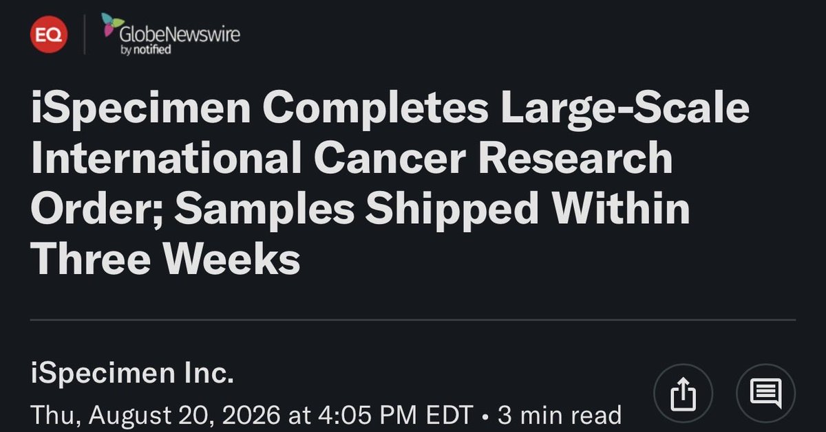 Paraboljoker's tweet photo. $ISPC just crushed a large-scale international cancer order  hundreds of specimens shipped in only 3 weeks. 
Sitting right on the 52w low ~$1.70 after the drop. Follow-up PR looking very possible in the next 3 weeks. 
Bio boom week is live $MRNA $HOWL $JUNS all running wild. Who else is watching  ?