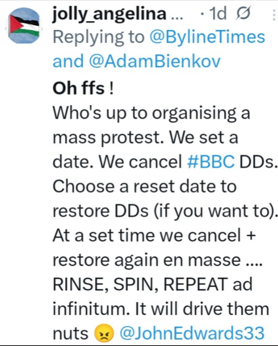 jolly_angelina's tweet photo. @mjdaly57 @itvnews @nightingaleitv The #BBC IS A NATIONAL DISGRACE. I resent every penny I pay of the TV licence fee. Full Link > https://t.co/ROA7w9hP2H @NaomiFromKent @switherdenMP @muhammadshehad2 @FranceskAlbs @PDeepDive @OborneTweets @GeorgeMonbiot
@nickreeves9876
#355Bullets #HindRajabFoundation https://t.co/pwvdH9Og7s
