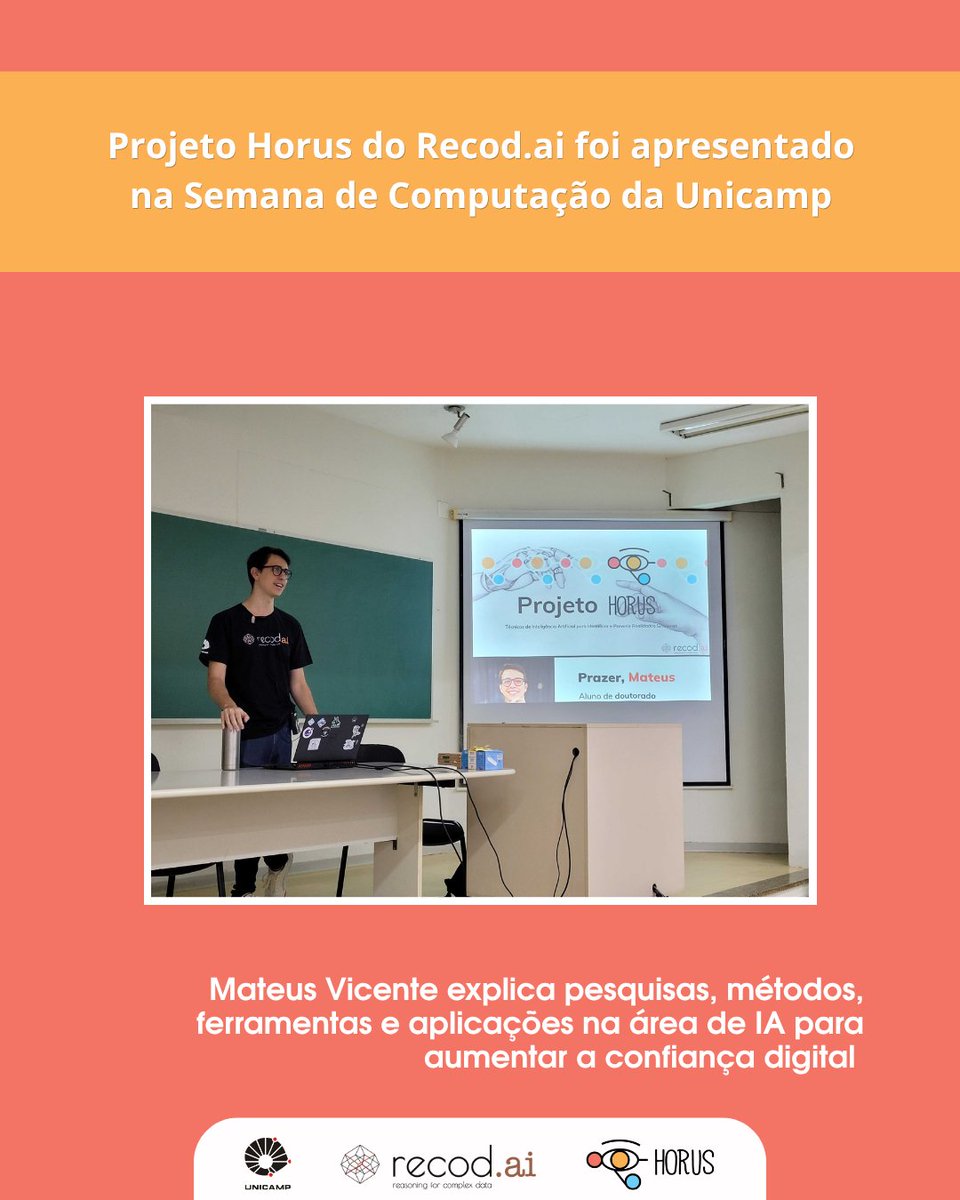 recod_ai's tweet photo. https://t.co/WwPr7Qdnkj’s Horus presented at Unicamp’s Computing Week, project that combines research, methods, tools mand applications in the field of AI to enhance digital trust in images, videos, text and audio.

👉 Learn more: https://t.co/ayHnHxfXdZ https://t.co/15UYORGz3y
