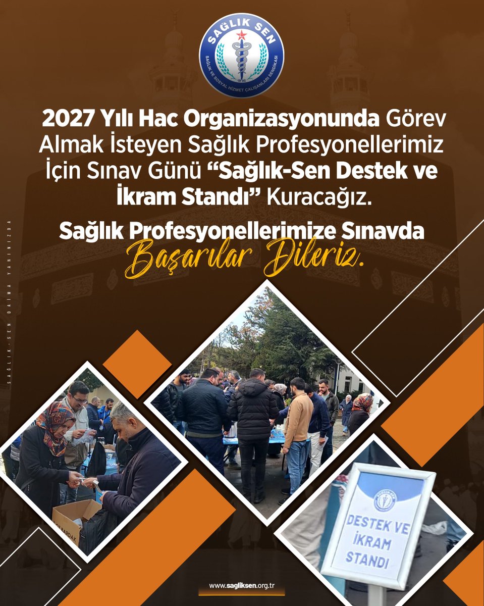 sagliksen's tweet photo. 2027 Yılı Hac Organizasyonunda görev almak isteyen sağlık profesyonellerimize, yarın girecekleri sınavda başarılar dileriz.

Sınava girecek sağlık profesyonellerimiz için Gazi Üniversitesi Sağlık Bilimleri Fakültesi ile Mühendislik Fakültesi girişlerinde “Sağlık-Sen Destek ve İkram Standı” kuracağız. 

Stantta, sınava girecek sağlık profesyonellerimizin özel eşyalarını emanet alacak ve ikramda bulunacağız.

#SağlıkSenDaimaYanınızda
