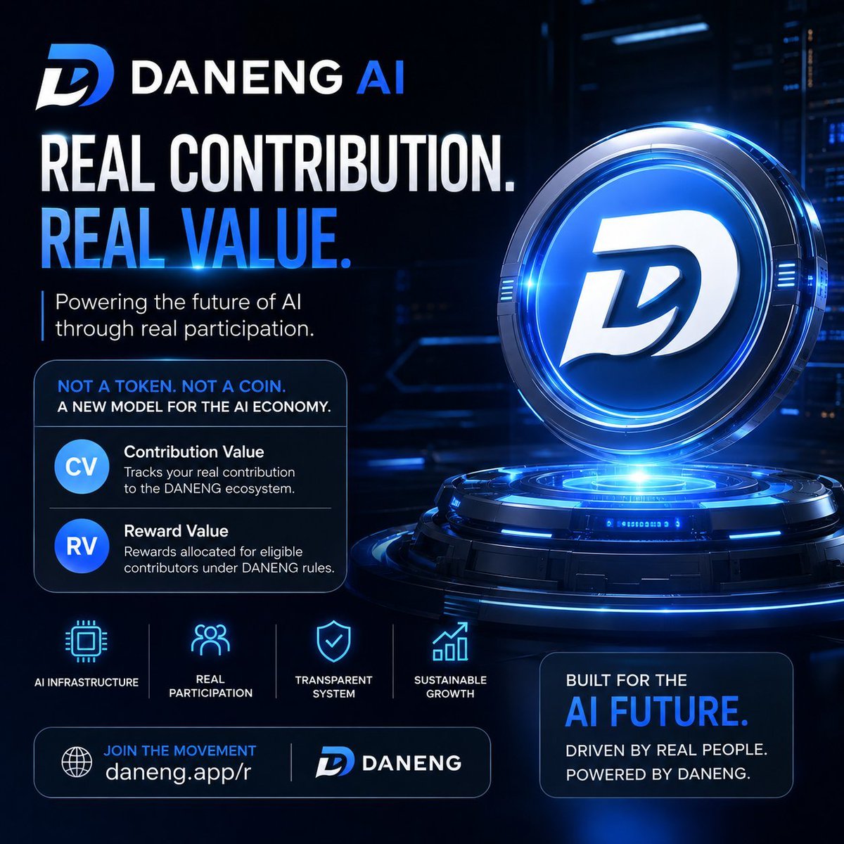 danengapp's tweet photo. DANENG — BUILDING THE INFRASTRUCTURE BEHIND AI

AI doesn’t run on software alone.

Behind every model, agent and AI application is a growing physical infrastructure layer:

⚡ Power → 🖥 Compute → 🤖 AI

DANENG is building an AI Infrastructure Network around that relationship.

One of our current focuses is expanding Compute infrastructure through Compute Contribution — enabling more people to participate in building the infrastructure that supports AI.

DANENG handles the infrastructure process around supported Compute participation, including procurement, deployment, operations, maintenance and network integration.

But Compute is only one layer of the broader DANENG ecosystem.

DANENG is building across Compute, Model Gateway and Enterprise AI, connecting infrastructure with developers, businesses and real AI usage.

The direction is simple:

Build infrastructure.
Connect real AI demand.
Expand the network.
From AI Users to AI Builders.
⚡ Power → Compute → AI
Explore the ecosystem: https://t.co/PJbthkcOSv

Connect with DANENG：
https://t.co/vlM9oCkkAV
https://t.co/NeJa9uUqAE
https://t.co/HhxXQYuPkQ