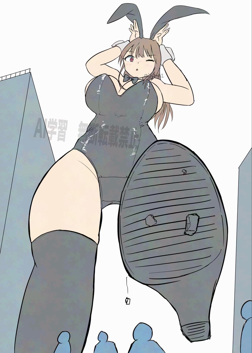 jyagapo1's tweet photo. デカむちバニーちゃん👯‍♀️
バニーってほぼスク水じゃん  #バニーの日  #巨大娘 https://t.co/5ldVppnEsf