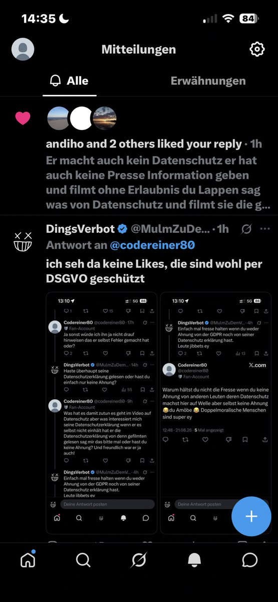 codereiner80's tweet photo. @MulmZuDemVerbot Also ich sehe da Likes weiß nicht was du von mir willst es geht im Video um Datenschutz oder? Jetzt frage ich dich hat er sich selbst an denn Datenschutz gehalten oder wie du sagt DSGVO? Es geht nicht um mich sondern um denn Typen oder wo rauf baut sich das Gespräch gerade auf? https://t.co/FTsAYpbgF6