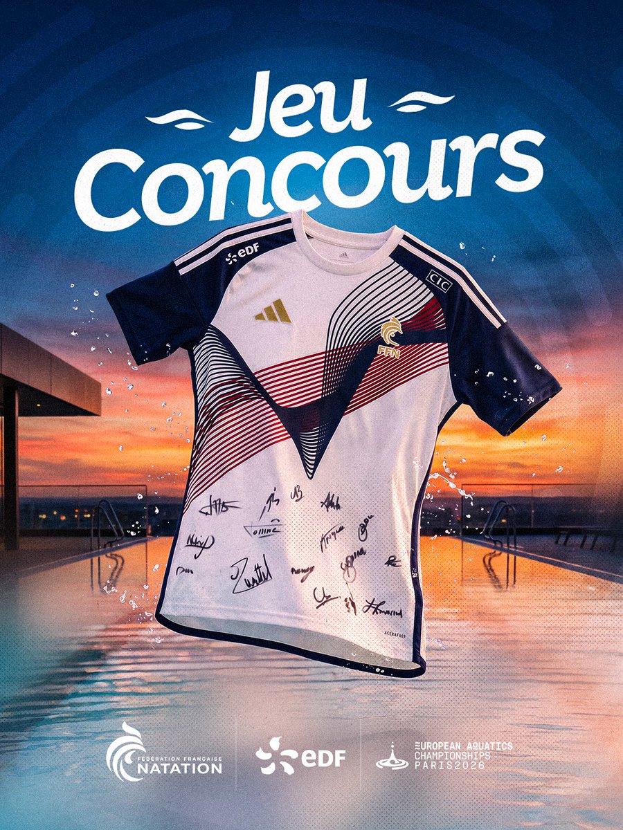 EDF_Sport's tweet photo. 𝗝𝗘𝗨 𝗖𝗢𝗡𝗖𝗢𝗨𝗥𝗦 🎁

@EDF_Sport vous offre deux maillots dédicacés par les nageurs de l’Equipe de France 🤩

Pour participer :

1️⃣ Suivez @EDF_Sport 
2️⃣ Likez cette publication 
3️⃣ Identifiez un ami en commentaire

TAS : 28/08

Bonne chance à toutes et à tous ✨

#EDFSport https://t.co/fmFv2B2oBj