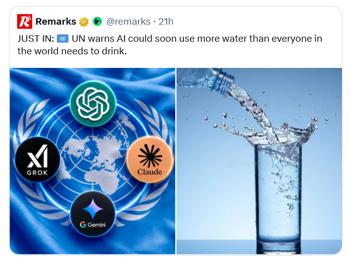 TaraDicale's tweet photo. @FredGaulois Les ressources en eau seront affectées aux data centers qui consommeront quasiment tt ce qu'il est possible. Idem pour l'électricité
Le reste sera pr Nestlé &amp; autres amis (éolien, fermes solaires, la PPE3 leur offre de juteuses subventions) &amp;  #macron vend aussi notre eau... https://t.co/oHnl3WvRIf