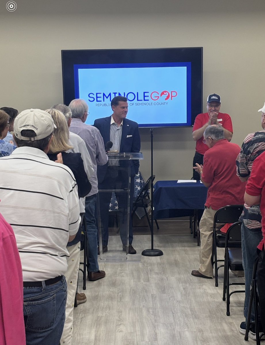 RyanElijah's tweet photo. I enjoyed speaking to @SeminoleGOP last night and was humbled by the standing ovation. I thanked them for their hard work and focused on our plans to win in November. 🇺🇸 Thank you Seminole County! https://t.co/1wBcl696AV