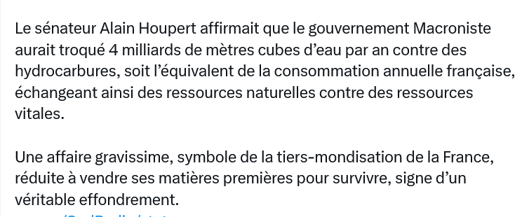 TaraDicale's tweet photo. @FredGaulois Les ressources en eau seront affectées aux data centers qui consommeront quasiment tt ce qu'il est possible. Idem pour l'électricité
Le reste sera pr Nestlé &amp; autres amis (éolien, fermes solaires, la PPE3 leur offre de juteuses subventions) &amp;  #macron vend aussi notre eau... https://t.co/oHnl3WvRIf