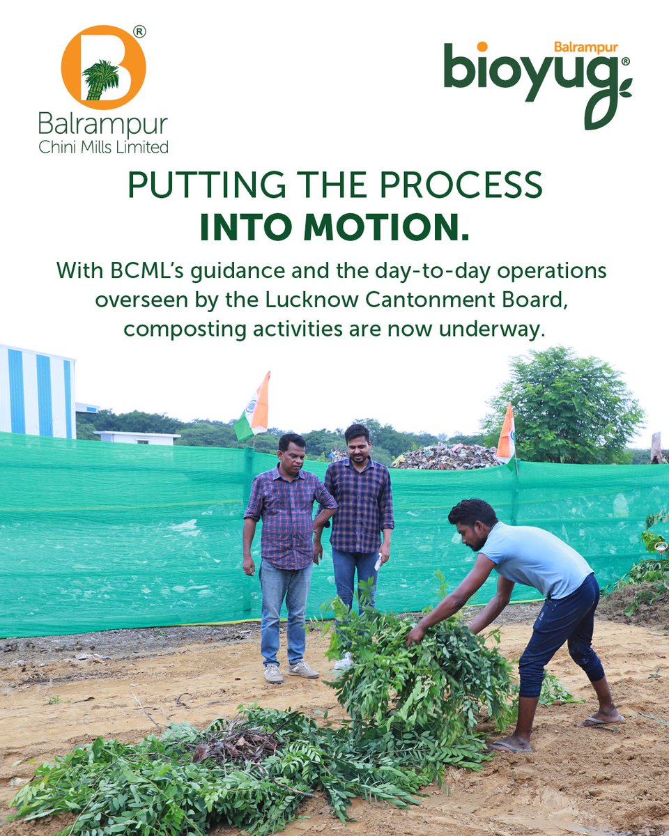BCMLofficial's tweet photo. What we call waste can become something more. 🌱♻️

On 15th August 2026, BCML and Lucknow Cantonment Board inaugurated the Industrial Composting Project at the MSW Treatment Plant trenching ground, turning horticultural and food waste into a valuable resource.

With the first batch processed and 1 tonne of compost already generated, we’re taking a step towards a more circular way of managing waste. 🔄🌍

#15thAugust #Composting #Sustainable #Bioyug #BCML