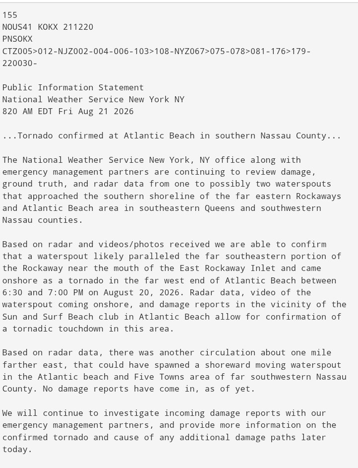 LeeGoldbergABC7's tweet photo. Tornado confirmed at Atlantic Beach @ABC7NY https://t.co/yBWSlgiIZK