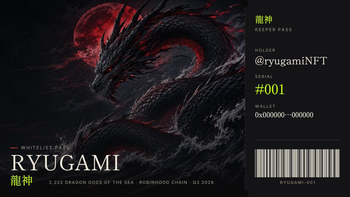 ryugamiNFT's tweet photo. RYUGAMI IS NOW OPEN FOR ALL 

Explore the mythology
Enter the world, and secure your place 🐉

WL Submission is officially live
🔗Submit: https://t.co/Mx24vnWXgX https://t.co/Ijur89Cr8x