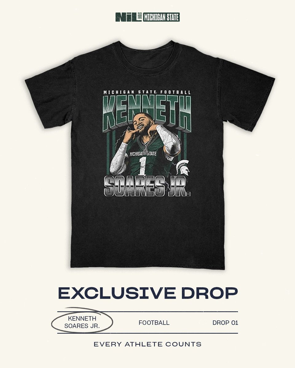 MSUNILStore's tweet photo. @kennysoaresjr EXCLUSIVE DROP!! 🏈🌟💪

Fresh off the press is @msu_football’s newest release from Kenny Soares Jr! Shop his locker room now to gear up in time for football season! 💚

https://t.co/32GkVrT31s https://t.co/CmMWvb4a1h