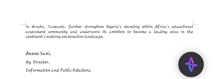 Neconigeria's tweet photo. Association for Educational Assessment in Africa (AEAA).

Also, NECO has been granted the rights to host the 2027 AEAA Conference in Abuja, Nigeria.

The decisions were endorsed by the AEAA General Assembly at the just concluded 42nd Conference of the Association in Arusha, 

2 https://t.co/MCKnr5HTU3