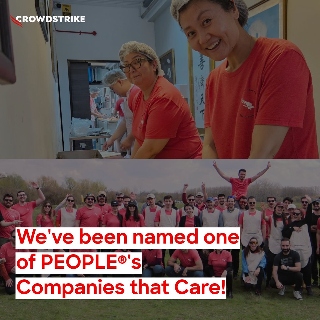 Gr8ful4love's tweet photo. We're proud to be named one of PEOPLE®'s Companies That Care. From volunteering locally to creating global impact, CrowdStrikers show up with compassion and purpose. Thank you to every CrowdStriker who makes caring part of who we are! 

See the full list: https://t.co/v2OLiHCHq9 https://t.co/X8zSZ8W22o