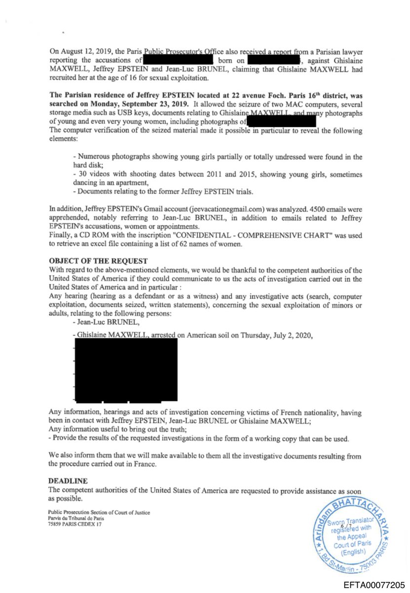 epsteinsearchin's tweet photo. French investigators searched Jeffrey Epstein's Paris apartment on September 23, 2019, six weeks after he died.

They seized two Mac computers, a set of USB keys, and a CD ROM marked CONFIDENTIAL.

On it was an excel file listing 62 women by name. https://t.co/NUOEiSir2B
