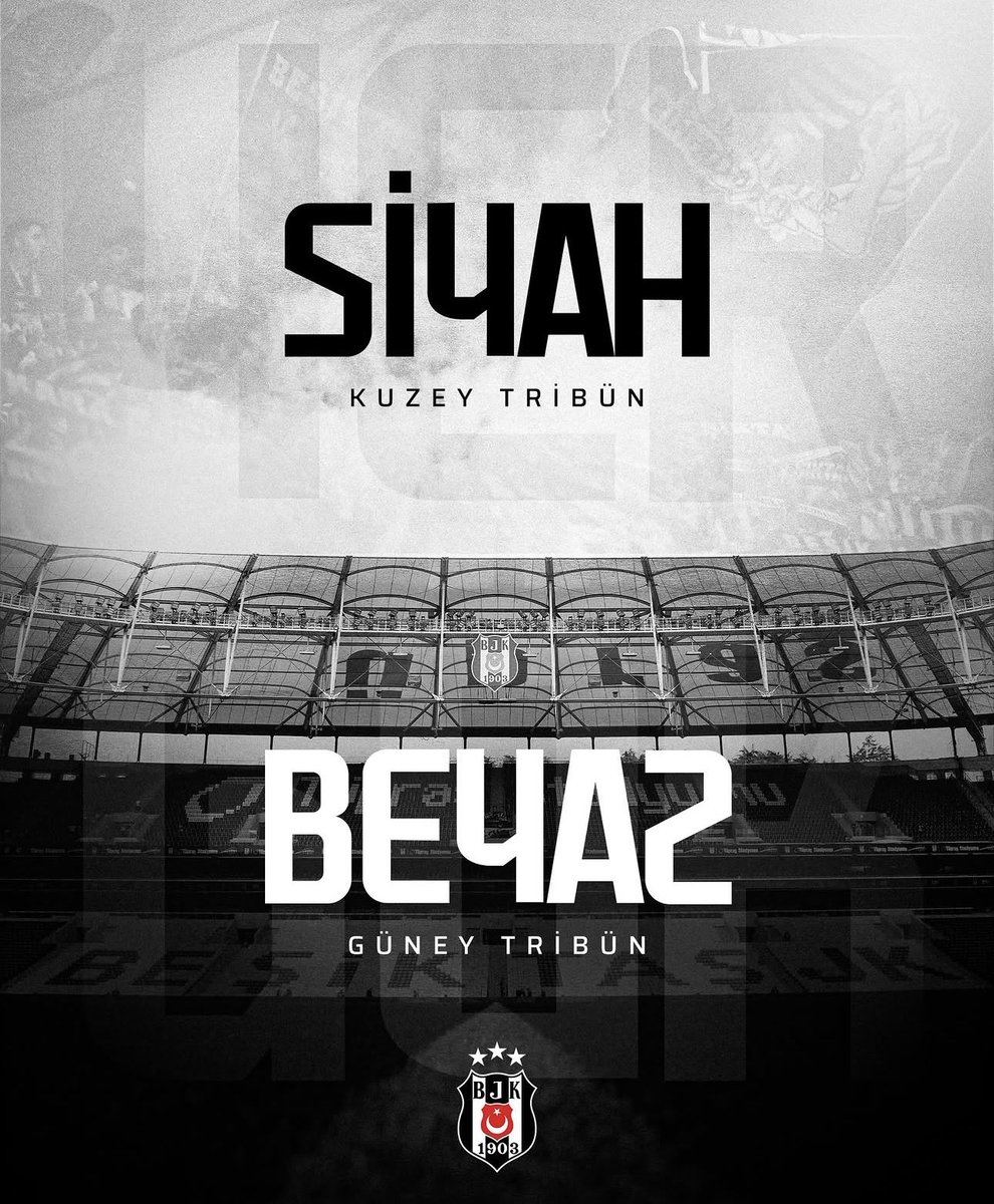 fikirmakinasi's tweet photo. Beşiktaş tribünleri organize bir şekilde siyah ve beyaz giydi. Kulüp de yaptığı duyurularla bunu destekledi. Bu kültürün oturması ve sürekli olması için Kuzey/Güney tribün isimleri yerine Siyah/Beyaz tribün isimleri çok daha güzel olmaz mı? Beşiktaş’a yakışan bir görüntü oldu. https://t.co/LMmynuTEV0