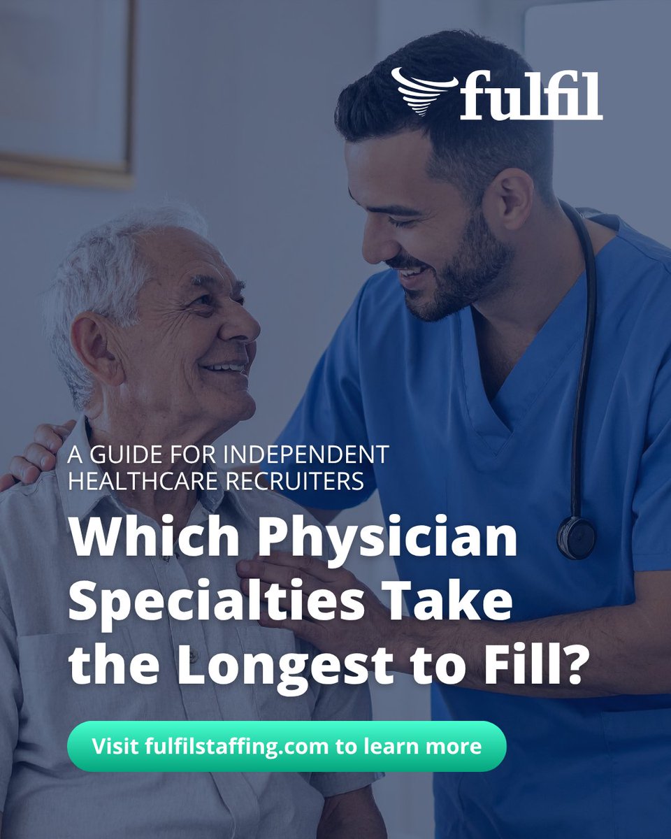 Fulfilstaffing's tweet photo. Which physician specialties take the longest to fill? See where searches are stretching beyond six months and how independent healthcare recruiters can get ahead: https://t.co/CJzY19TuQp

#HealthcareStaffing #PhysicianStaffing #IndependentHealthcareRecruiting #FulfilStaffing https://t.co/4aXJKzPifI