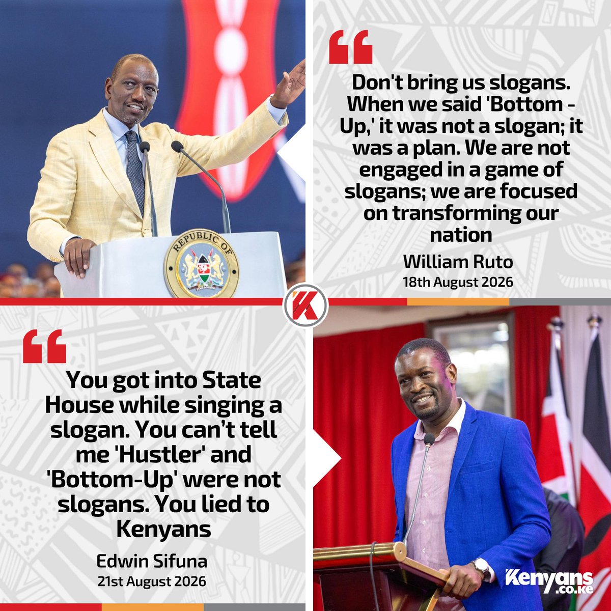 Kenyans's tweet photo. You got into State House while singing a slogan - Sifuna responds to Ruto https://t.co/aLDu8qIIuy