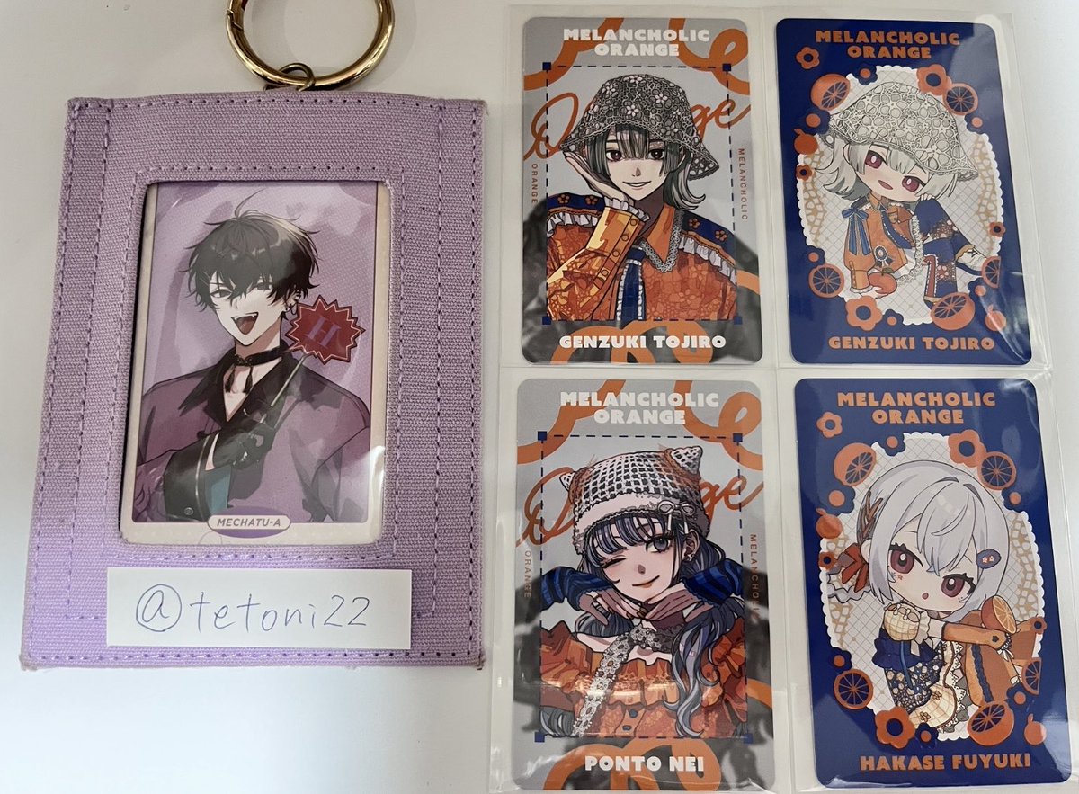 tetoni22's tweet photo. 【交換 譲渡】にじさんじ メランコリックオレンジ ランダムフォト風カード ランダムアンブレラチャーム

譲:画像1枚目or定価+送料

求:画像2,3枚目(印のついたもの)

郵送にて交換希望です
検索からでもお気軽にお声がけください🙌🏻 https://t.co/VIIdayO8j5