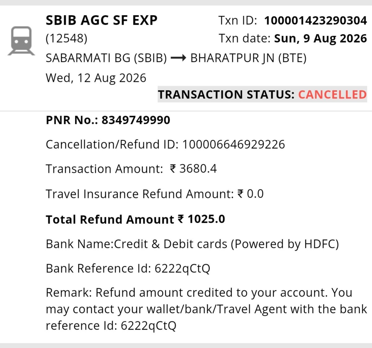 RPHindocha's tweet photo. @IRCTCofficial 
Had partially cancelled 2 tickets and got the refund amount as well. However, the refund granted has been reversed yesterday.

Refer the below screenshots of transaction. Kindly look into the same and reverse the debit transaction. https://t.co/4pkBWZvgZL