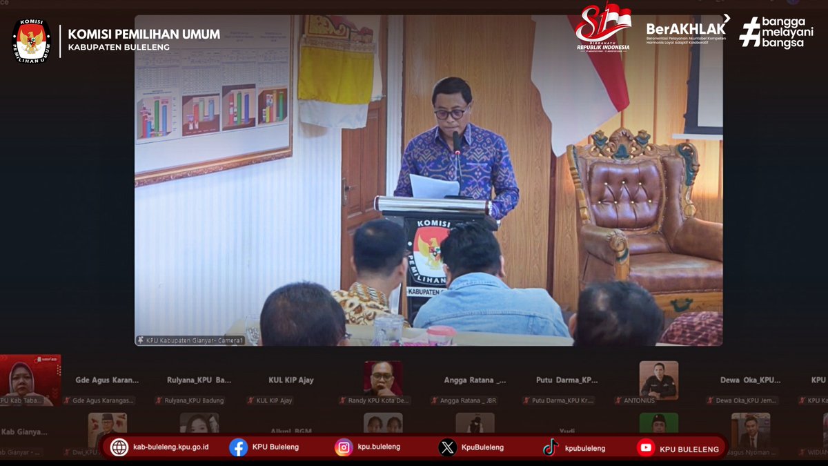 BulelengKpu's tweet photo. #TemanPemilih, KPU Kabupaten Buleleng mengikuti Bedah Buku Seri II yang diselenggarakan oleh KPU Kabupaten Gianyar secara daring melalui Zoom Meeting, Jumat (21/8/2026)-- https://t.co/xJb4sMPojW