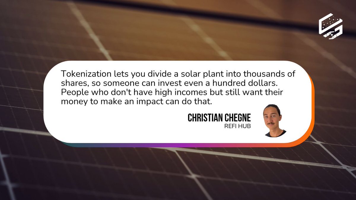 Crypto_Altruism's tweet photo. Big climate infrastructure has mostly been something you invest in only if you're an institution with a large ticket to write. 

@Mowgli_2077 of @refihub on opening solar & EV projects to everyday investors, and closing the climate finance gap from the ground up. ☀️

https://t.co/jbbCLPBfY1