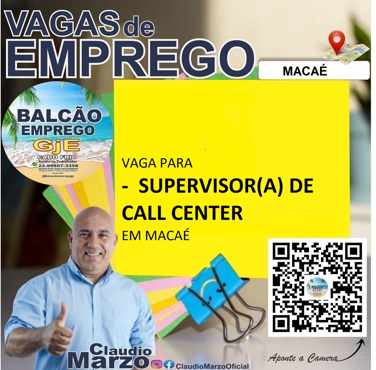 BalcaoGJE's tweet photo. Vaga para Supervisor (a) de Call Center em Macaé
https://t.co/T8AuiJNlAB
Mais Informações em nosso site na BIO ou aponte a câmera do seu celular para o QR Code👆
⤴️ Compartilhe com quem possa interessar e ajudar! https://t.co/WxEHl6lJxf