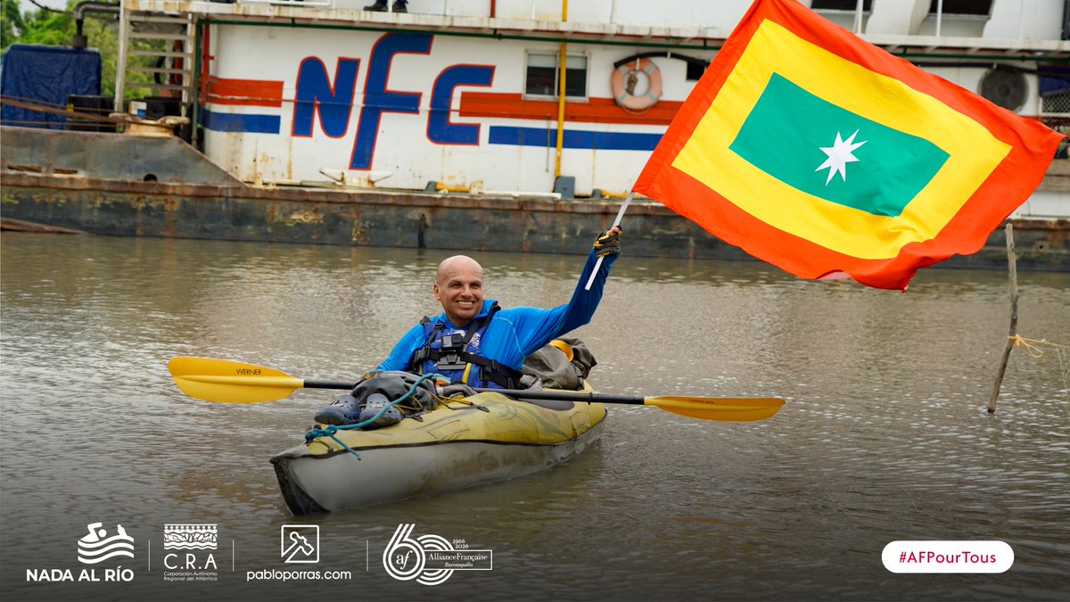 AFBarranquilla's tweet photo. 🌊Tras recorrer cerca de 1.300 km en kayak desde Neiva, Pablo Porras llegó a Barranquilla con “Nada al Río”, una travesía para reflexionar sobre el cuidado de nuestras fuentes hídricas. 💧

Gracias a quienes nos acompañaron en su llegada y en este conversatorio. 🌱 https://t.co/MbHL6JialV