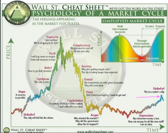 TheBTCKnight's tweet photo. We are in Disbelief?

If so we are suckers according the psychology of the market cycle cheat sheet.

That just means hope is right around the corner. https://t.co/VgULMu8WkA