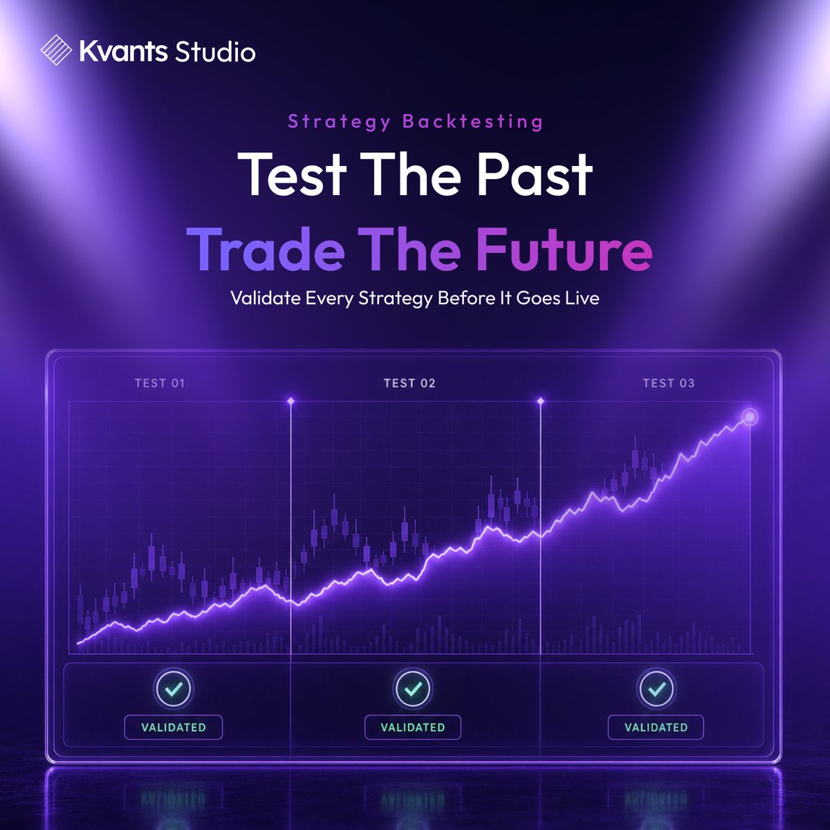 KvantsAI's tweet photo. A strategy that sounds good isn’t enough.

Backtest it. Stress-test it. Validate it across real market conditions, before putting capital at risk.

Test the past. Trade the future.

Join the @Kvants Studio waitlist 👇

https://t.co/OfwGkuMful https://t.co/e9iK97hRB8