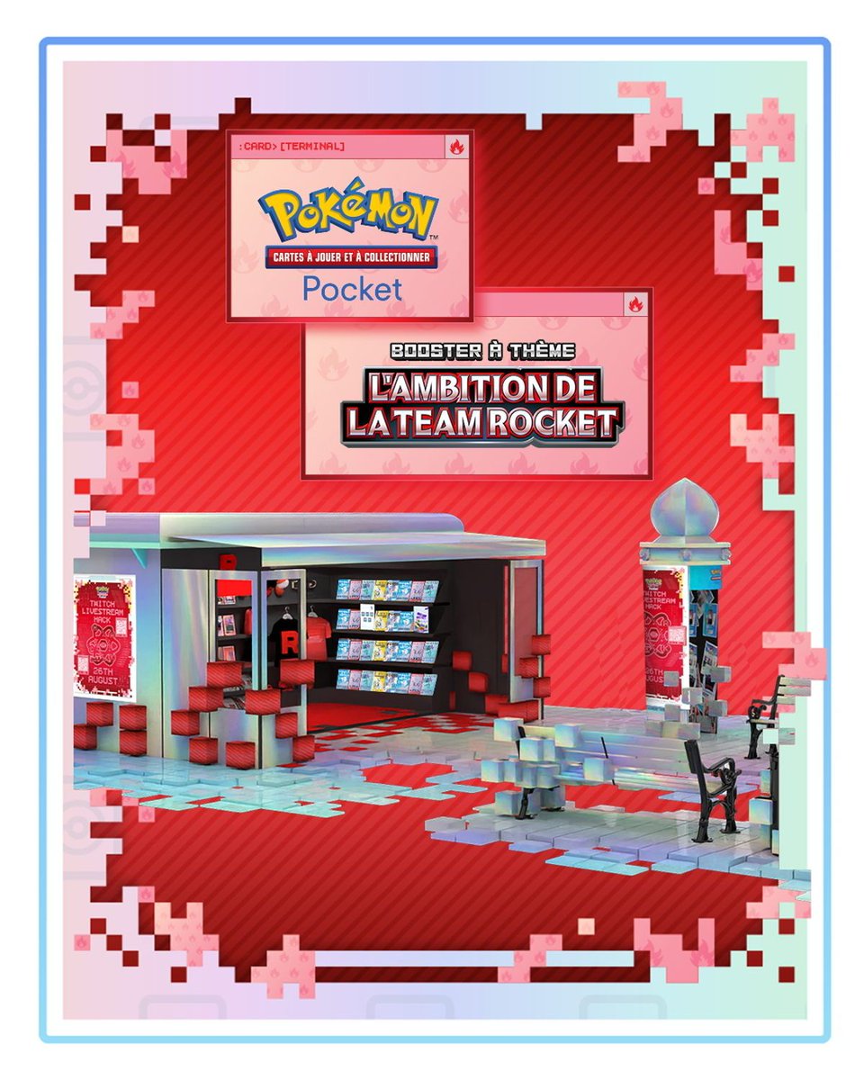 Pokekalos's tweet photo. Pour célébrer la sortie de l’extension JCC Pokémon Pocket Ambition de la Team Rocket, un événement interactif aura lieu à la gare Saint-Lazare à Paris les 22 et 23 août 2026, de 09h a 18h. Plus de détails à venir sur https://t.co/cqY8jjG19a https://t.co/NzPVq2yAIK