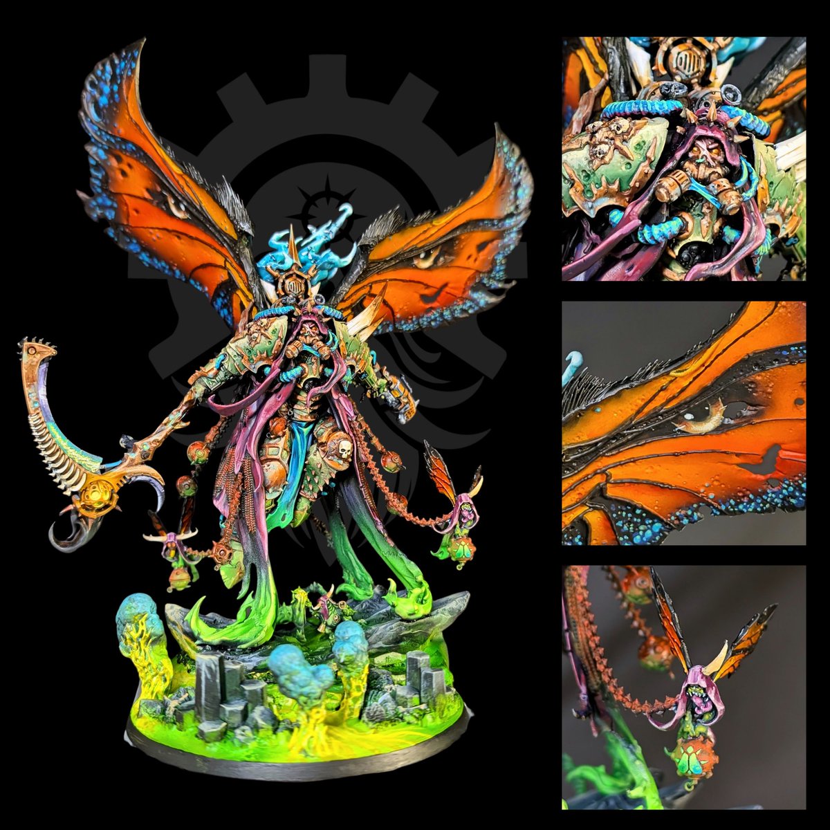DavidStacy410's tweet photo. Finally done. Assembled and man I couldn't be happier with the results. 

Mortarion, champion of nurgle, Primarch of the Deathguard, in all his glory. https://t.co/mX5tgRUrnr