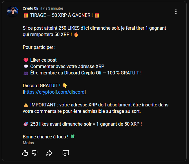 CryptoOli_'s tweet photo. LFG #XRP armée 🚀
Pour participer 👇 https://t.co/V7EbD0wV9D