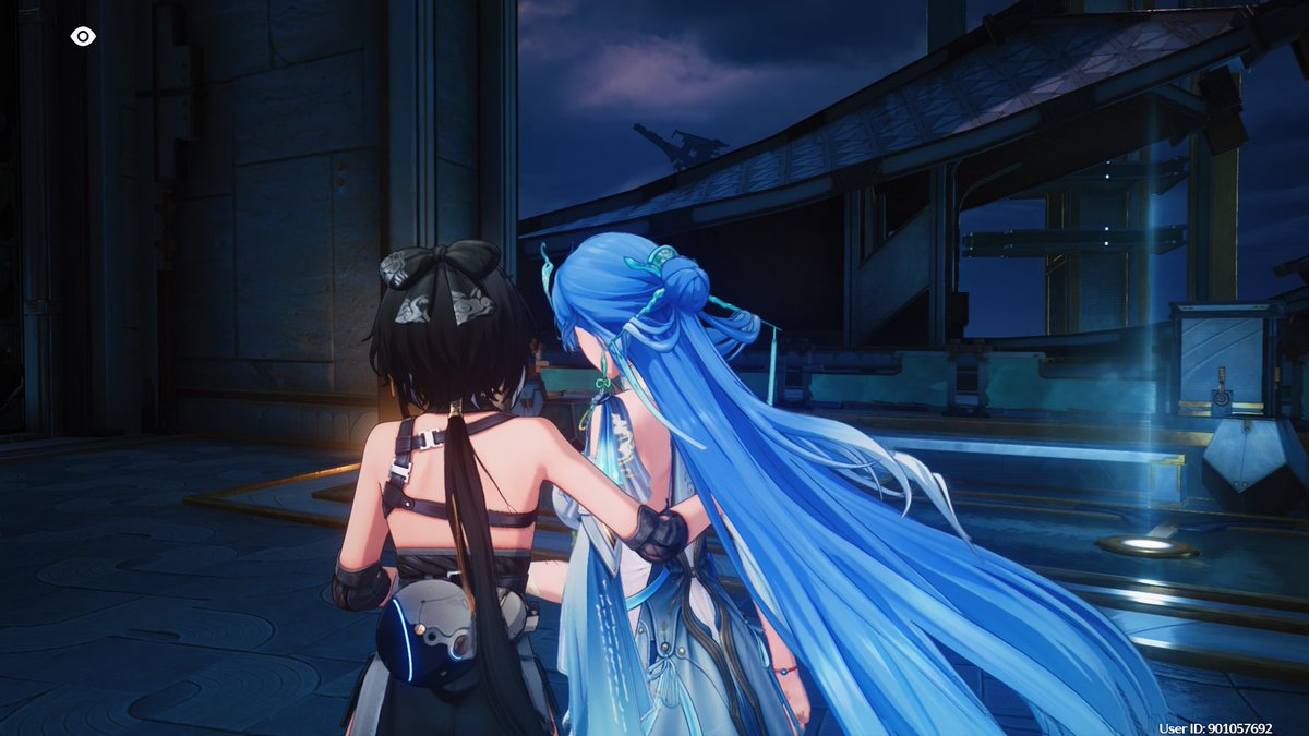 TimelyHsin's tweet photo. "Qingxiao I know you're overclocking and about to pass out but I will not touch you even if there's bunch of rogue robots and airships literally shooting at us because X says it's creepy and weird to get touchy even if it's to help you.." 🚶‍♀️🚶🚶‍♂️ https://t.co/HFQW1s973u