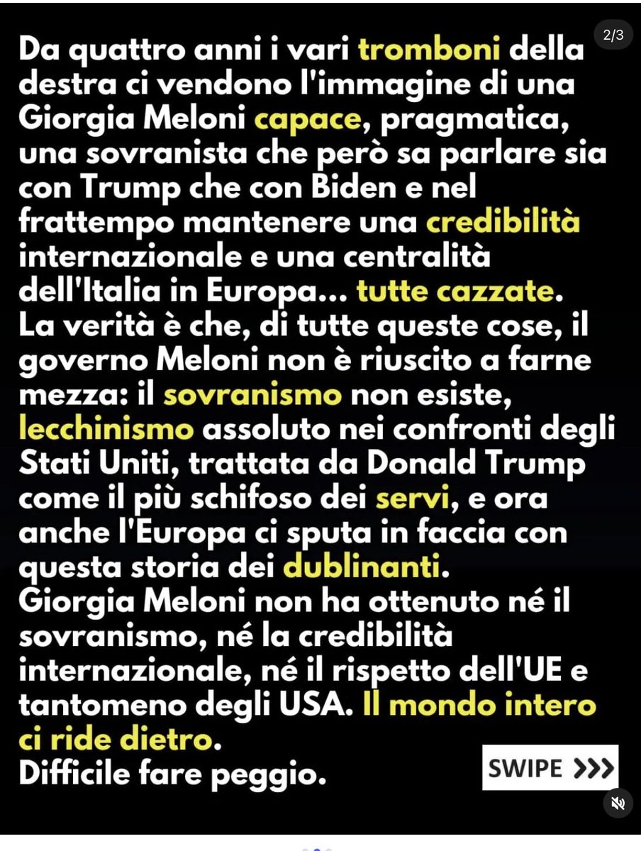 lisameyerildra1's tweet photo. Meloni ha messo in piedi il governo piu' incompetente, dannoso e farabutto del secolo 
Silenziate la becera propaganda e aprite il cervello, non e' difficile viste le panzanate che dicono https://t.co/xvxQoc6nRU