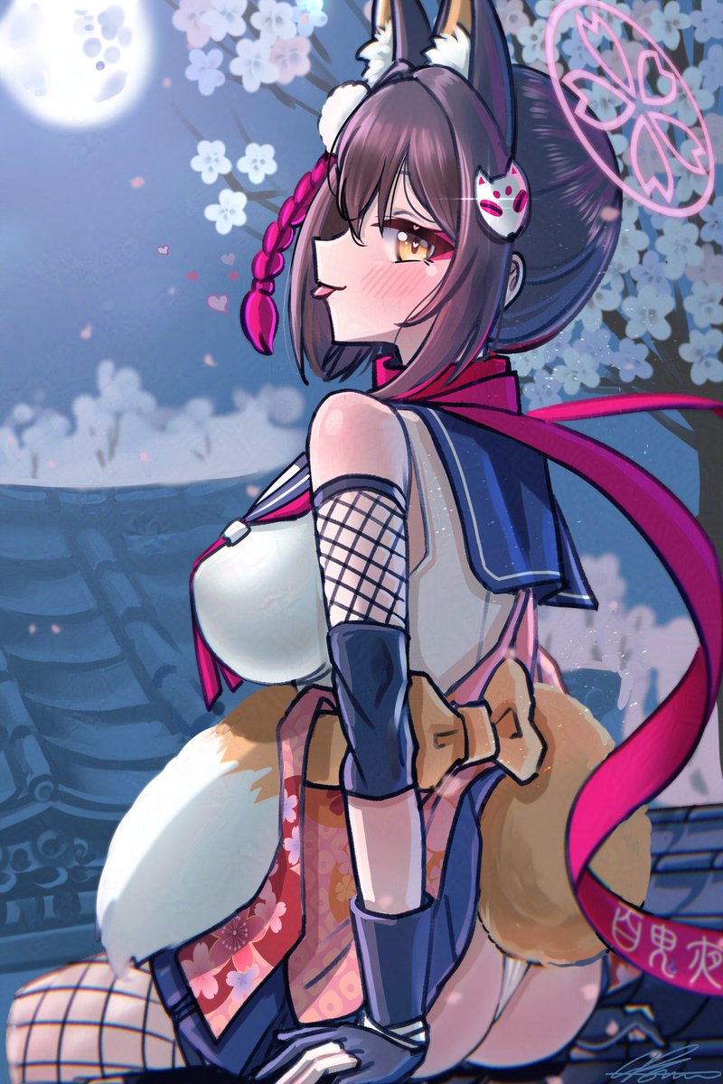 solharuu's tweet photo. イズナと月夜のお花見 #ブルアカ https://t.co/Cwcc8X0Vsp