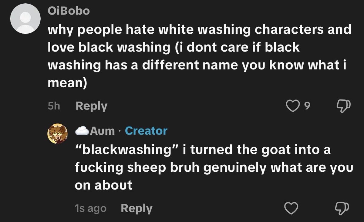 auminiii's tweet photo. when the “blackwashing” in question is turning a goat into a sheep
tiktok isn’t a real app man https://t.co/Dp7njQWIkl