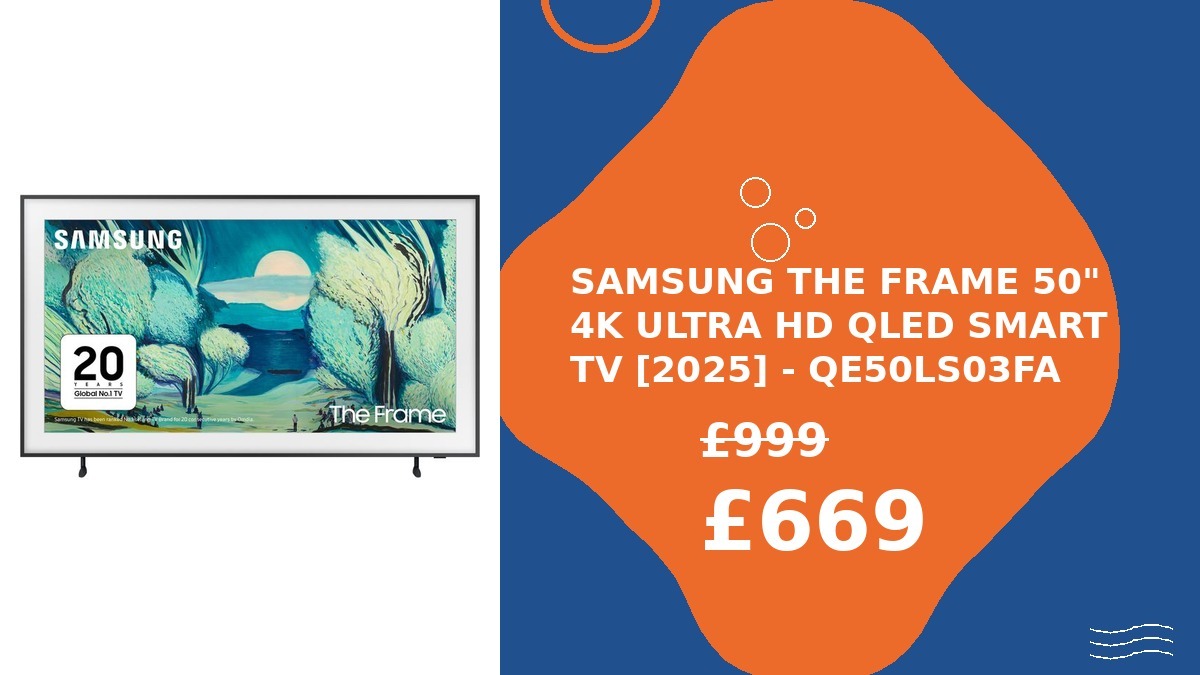 seeitkeepit1's tweet photo. Samsung The Frame 50" 4K Ultra HD QLED Smart TV [2025] - QE50LS03FA
NOW: £669.00 | WAS: £999.00:
#deals #aouk https://t.co/WR6S6zTMRN