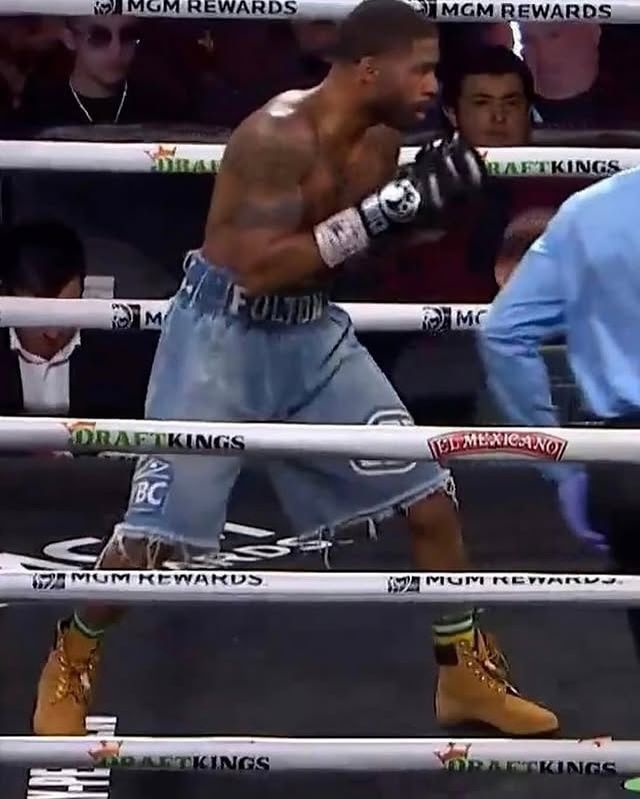 pedestrian's tweet photo. Stephen Fulton won the world title in denim trunks and Timberlands, is this the greatest ring fit ever? https://t.co/zgNyxOGLDy