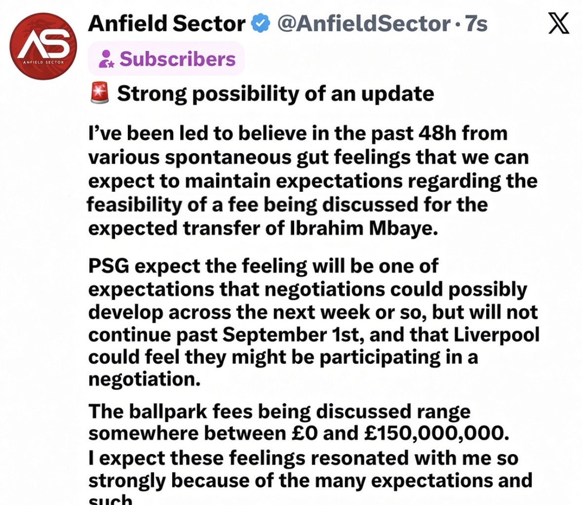 rancours_'s tweet photo. New Mbaye ‘update’ from Anfield Sector 👇 https://t.co/Y3QIeRxk7x