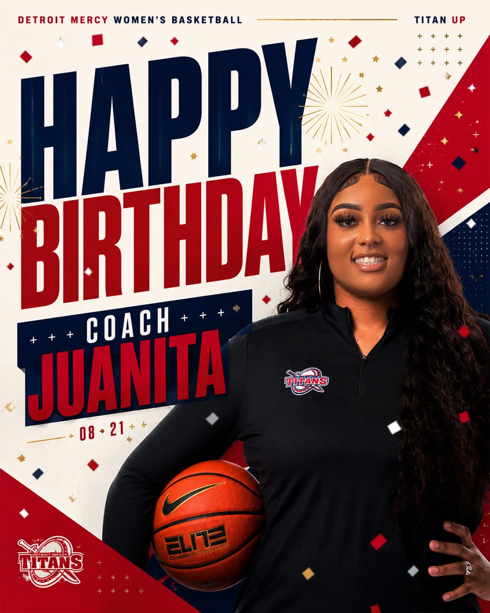 Detroit_WBB's tweet photo. Help us wish Coach Juanita a VERY Happy Birthday!! 🎉🥳 #titanupp #detroitmercywbb https://t.co/EVpySJcT3U