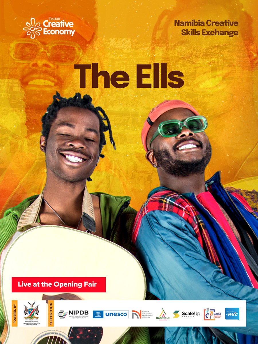 cchub_namibia's tweet photo. Catch The Ells live at the Creative Skills Exchange Opening Fair.

🗓️ Sunday, 23 August
🕑 2:00 PM - 6:00 PM

RSVP: https://t.co/0O4CDu83uv https://t.co/oisnuugd88