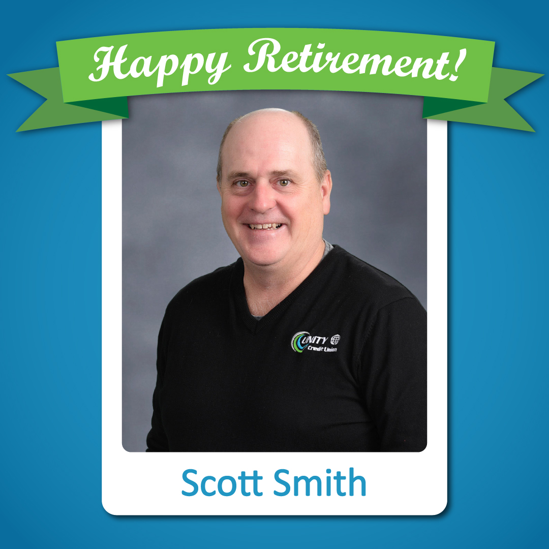 UnitySkCU's tweet photo. Please join us in celebrating the retirement of Scott Smith!

WHEN: Friday, August 28
TIME: 2:00 PM - 4:00 PM (come and go)
LOCATION: Unity Credit Union

We hope you can stop by! https://t.co/duFePIndcD