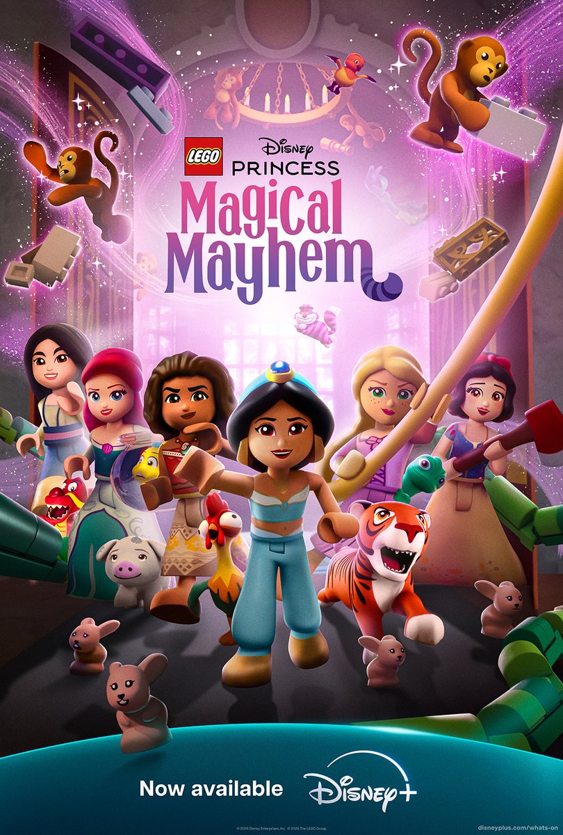 DisneyAnimation's tweet photo. The royal crew is here. Time to face the madness 👑✨ 

LEGO Disney Princess: Magical Mayhem original special is now available only on @DisneyPlus. #WorldPrincessWeek https://t.co/5znu22ujOL
