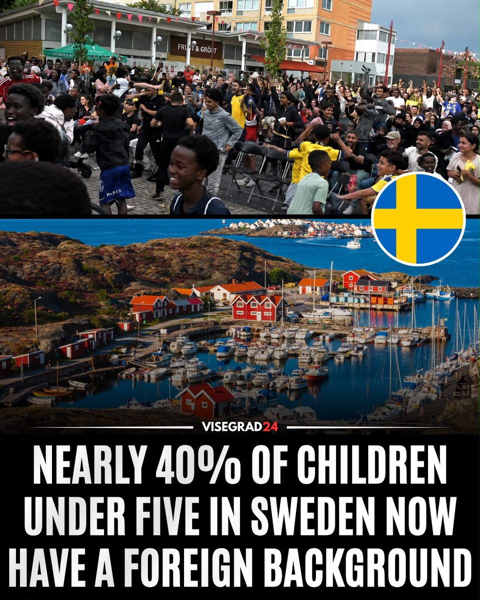 visegrad24's tweet photo. Nearly 40% of children under the age of five in Sweden now have a foreign background.

At the end of 2025, 2.94 million people, 27.7% of Sweden’s total population. https://t.co/d54f5IkA4j