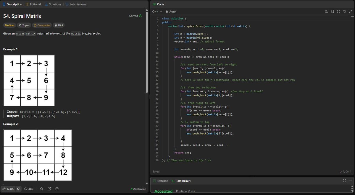 abinav_gt's tweet photo. # 21 Aug 
> Longest Palindromic Substring - (LC 5)
> Spiral Matrix - (LC 54)
> Merge two Sorted Array https://t.co/IB2GL6OAkW