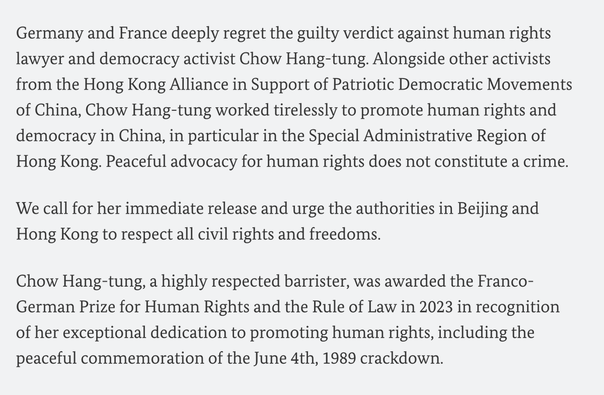 hkdc_us's tweet photo. France, Germany, the UK, the US, the EU &amp; Taiwan have all condemned the convictions of Chow Hang-tung &amp; Lee Cheuk-yan in Hong Kong.
https://t.co/0gbDizCJpM
https://t.co/gxhyRiVZ1V
https://t.co/1DUb611I5H
https://t.co/uZgtsBow4N
https://t.co/1x3iatT3bb https://t.co/Qot3Etp1qB