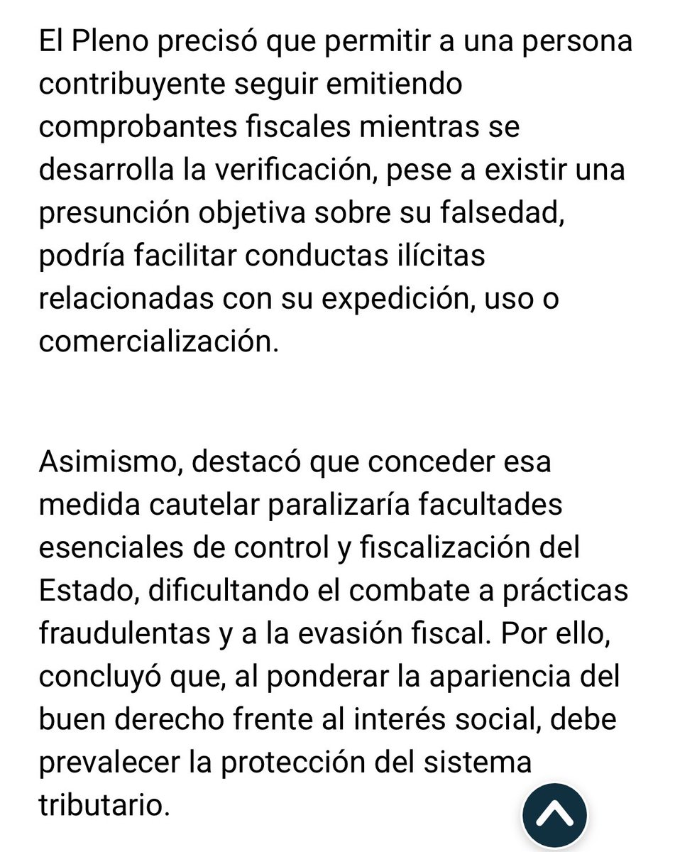 SergioEsquerra's tweet photo. 🚨 SCJN | Comunicado 119/2026.
El Pleno resolvió que no procede la suspensión provisional en amparo contra la orden que interrumpe la emisión de CFDI por presunta falsedad (art. 49 Bis CFF). Prioriza el interés social y el combate a la evasión sobre la apariencia del buen derecho.
⚠️ El error jurídico:
A diferencia del 69-B (que exige elementos objetivos: falta de activos, personal, infraestructura o no localización), el 49 Bis solo pide que la autoridad “señale el motivo” de su presunción. Sin umbrales claros, la limitación para expedir CFDI es completamente discrecional… y cerrar de plano la vía de amparo preventivo deja al contribuyente sin control judicial oportuno frente a una medida que puede paralizar su operación. Eficacia fiscal vs. garantías mínimas. El diseño legislativo sigue teniendo un hueco que la SCJN ignora o pretende ignorar.