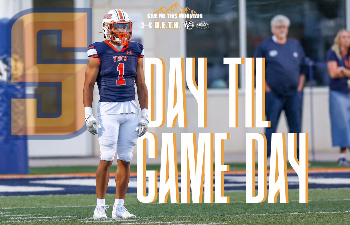 SnowCollegeFB's tweet photo. 1 Day Til Game Day!
#DETH #GIVEMETHISMOUNTAIN https://t.co/5AQKF08292