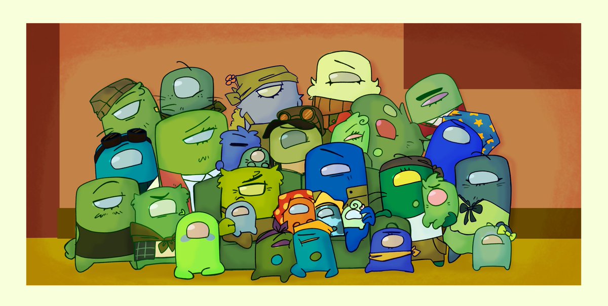 Ozzie_not_here's tweet photo. IT IS FINISHED HUZZAHH

blime family photo and Aragon spending time with their siblings :']

thank you for sending cute precious beans for Aragon...
#amongusshow #amongus #blime https://t.co/yR6YF3Sa1j